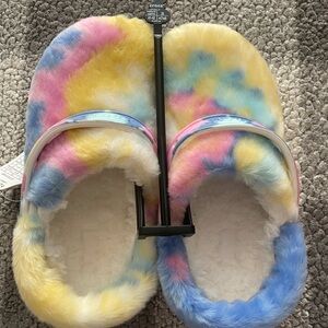 New Crocs Classic Clog Fur Sure Yellow Tie Dye